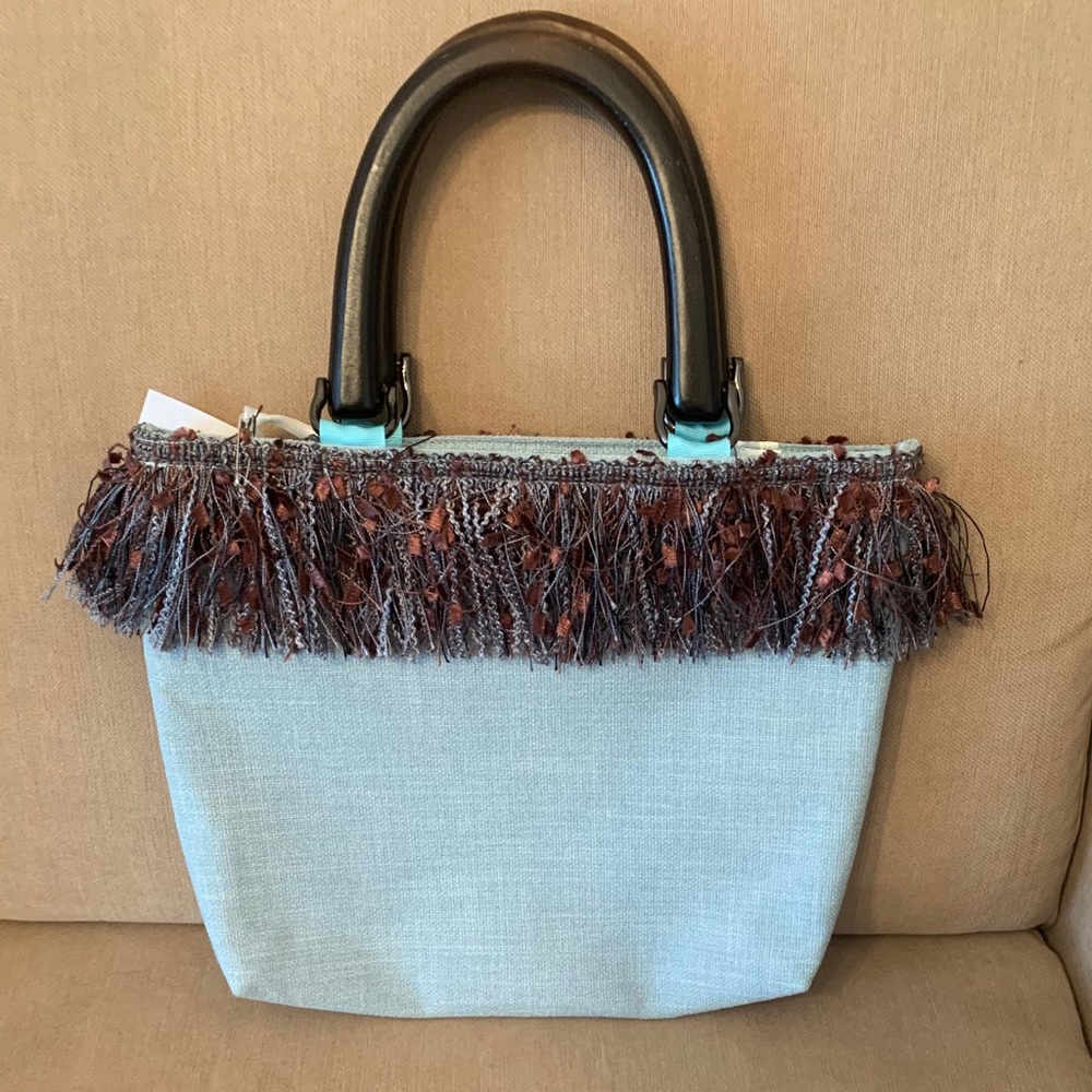 Blue & Brown Fringed Placemat Purse/Tote - Women's